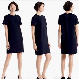 MM LaFleur (S) Lucille Navy Blue Pinstripe Dress Short Sleeve Carolyn B Kennedy